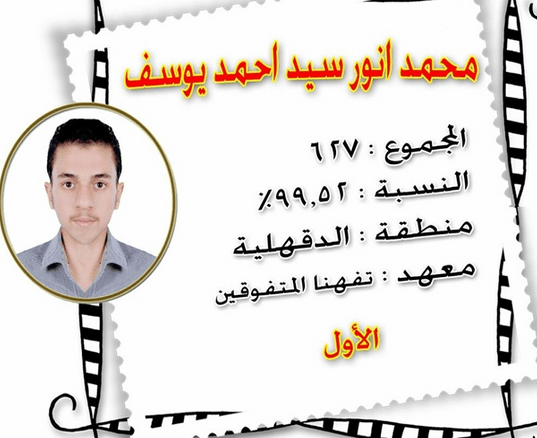 معرفة أسماء أوائل الثانوية الأزهرية 2016 نتيجة الثانوية الازهر 2016 يوتيوب 2 محمد أنور نتيجة الثانوية الازهرية الثاني